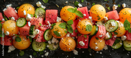 Fruit Salad with Watermelon, Cucumber, and Feta