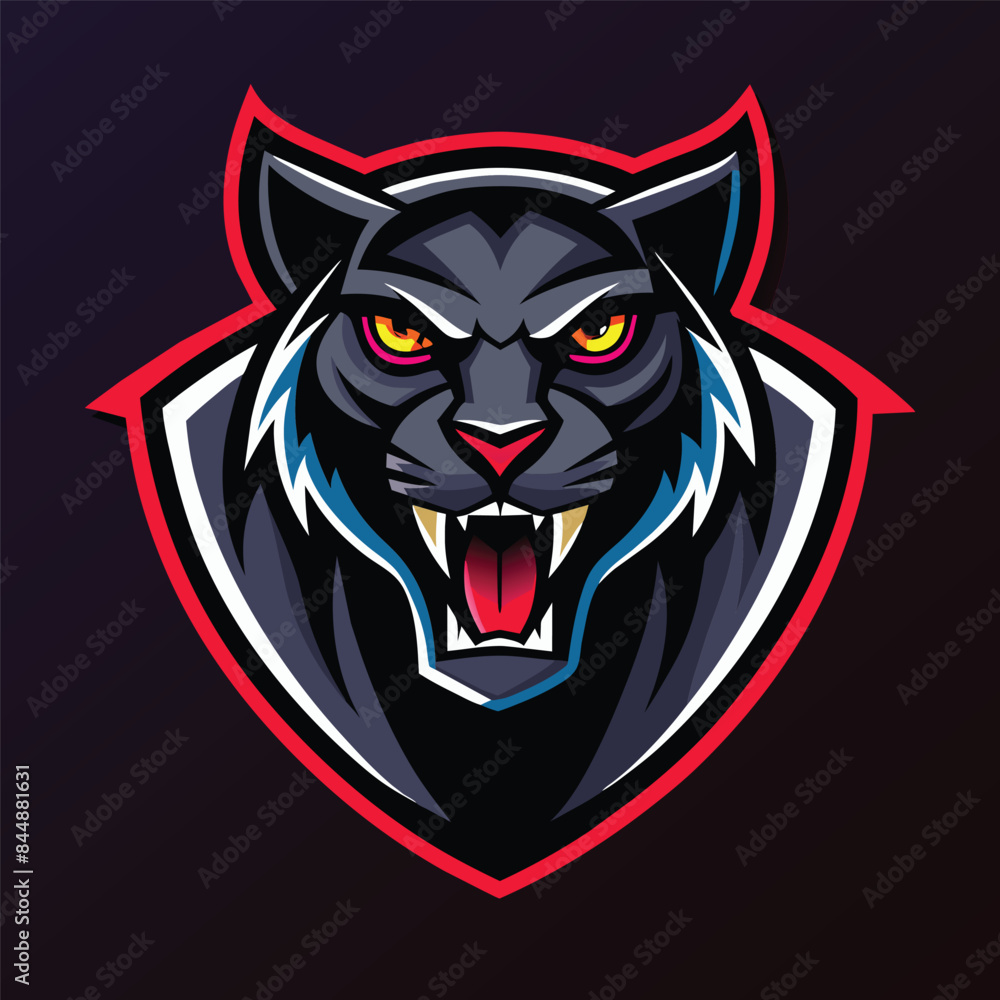 A vector illustration of a red cardinal mascot head logo with sharp features, perfect for branding, Sleek Black Panther Logo Mascot, Modern Vector A vector illustration of a red cardinal mascot head logo with sharp features, perfect for branding, Sleek Black Panther Logo Mascot, Modern Vector