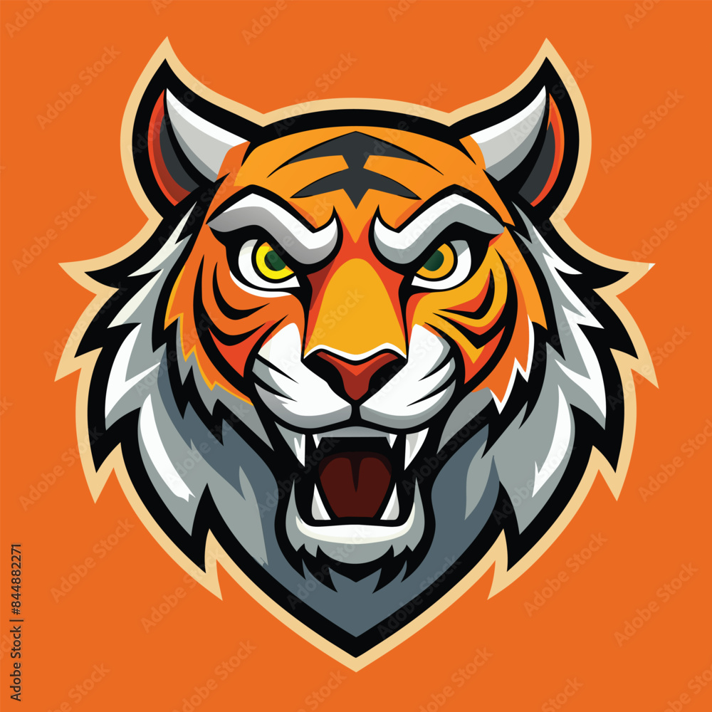 A vector illustration of a fierce tiger head mascot logo, tiger animal mascot head logo vector illustration A vector illustration of a fierce tiger head mascot logo, tiger animal mascot head logo vector illustration
