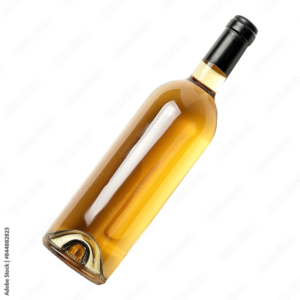A single wine bottle stands alone on a white background A single wine bottle stands alone on a white background