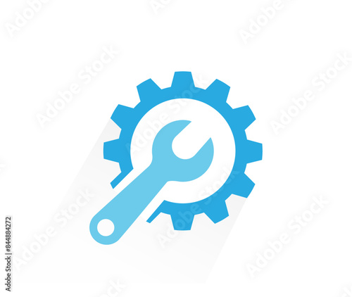 Gear and wrench icon design stock illustration