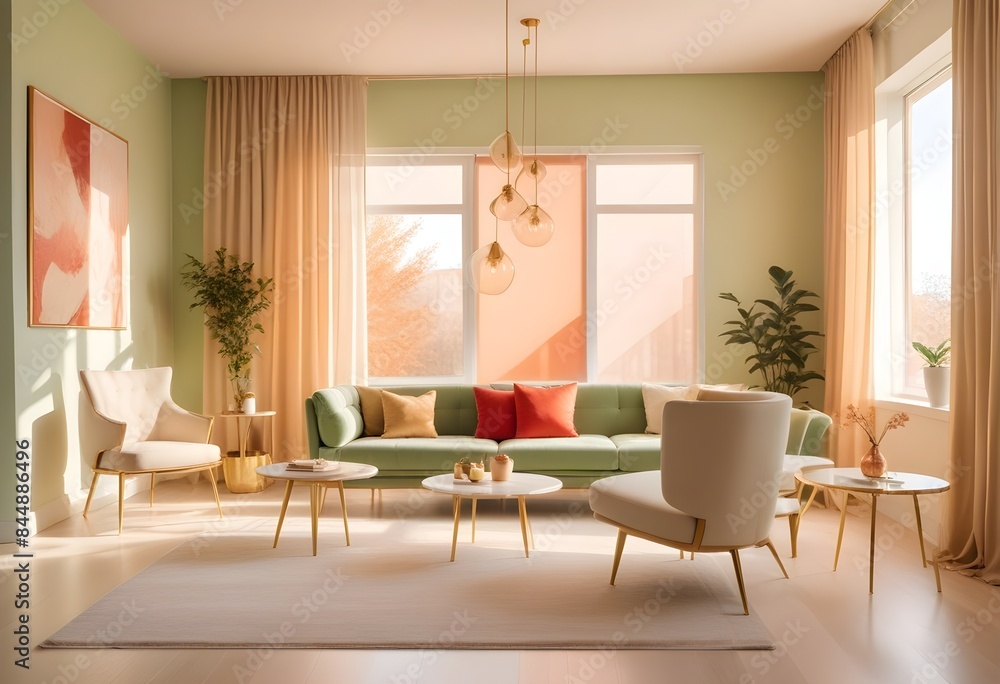 Fototapeta premium white and gold theme modern interior