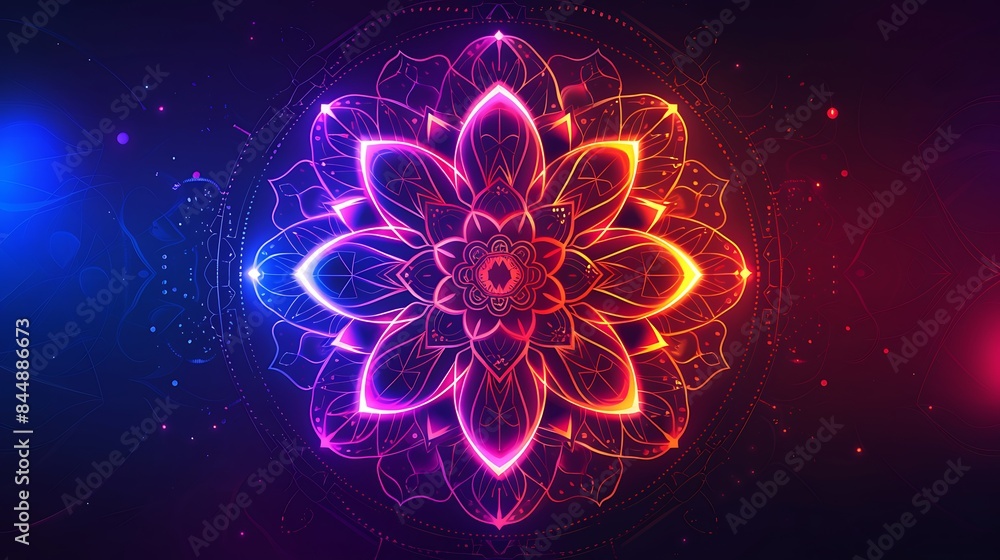 Obraz premium light, design, disco, texture, pattern, computer, illustration, technology, vector, space, digital, dots, pink, purple, backdrop, electronic, circle, party, grid, concept, blue, matrix, tech, web, hex