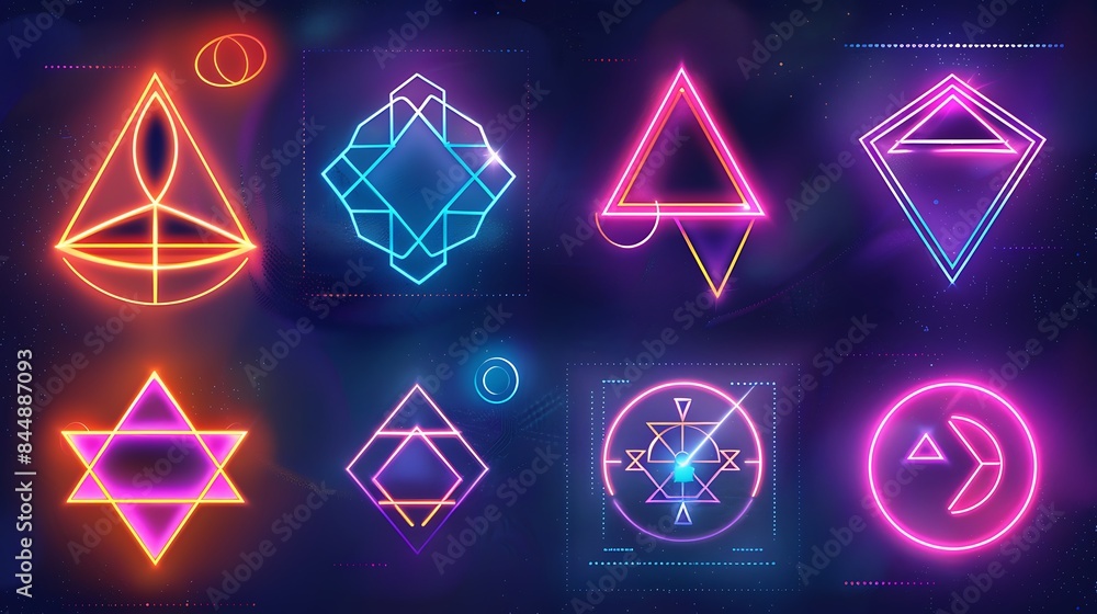 Naklejka premium light, design, disco, texture, pattern, computer, illustration, technology, vector, space, digital, dots, pink, purple, backdrop, electronic, circle, party, grid, concept, blue, matrix, tech, web, hex