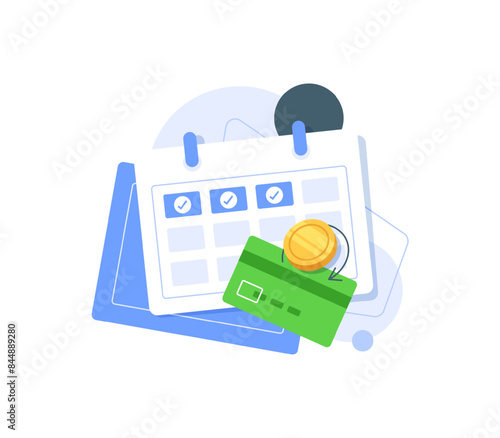 Subscription payment,Calendar with a monthly payment date for a registered member,Monthly subscription payment basis fee concept
