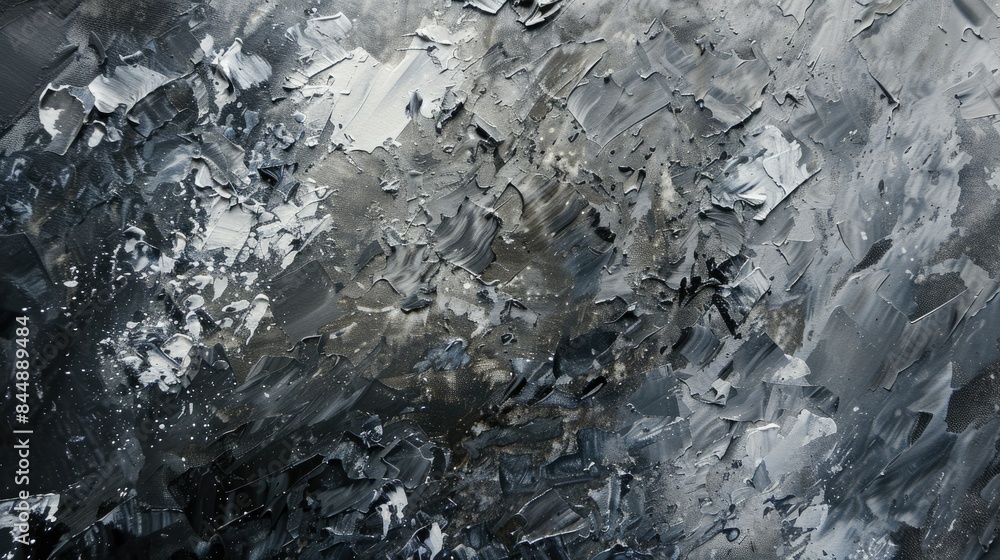 Fototapeta premium Abstract black white art gouache painting texture. Modern liquid waves background.