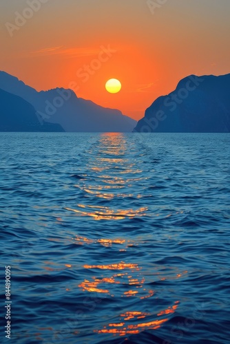  Tranquil sunset over a calm lake