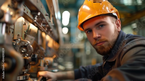 A man wearing a hard hat and safety glasses looks confidently at the camera