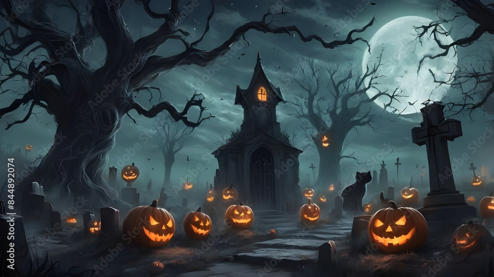 halloween background with pumpkin an house halloween background with pumpkin an house