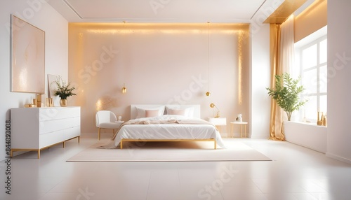 white and gold theme modern interior