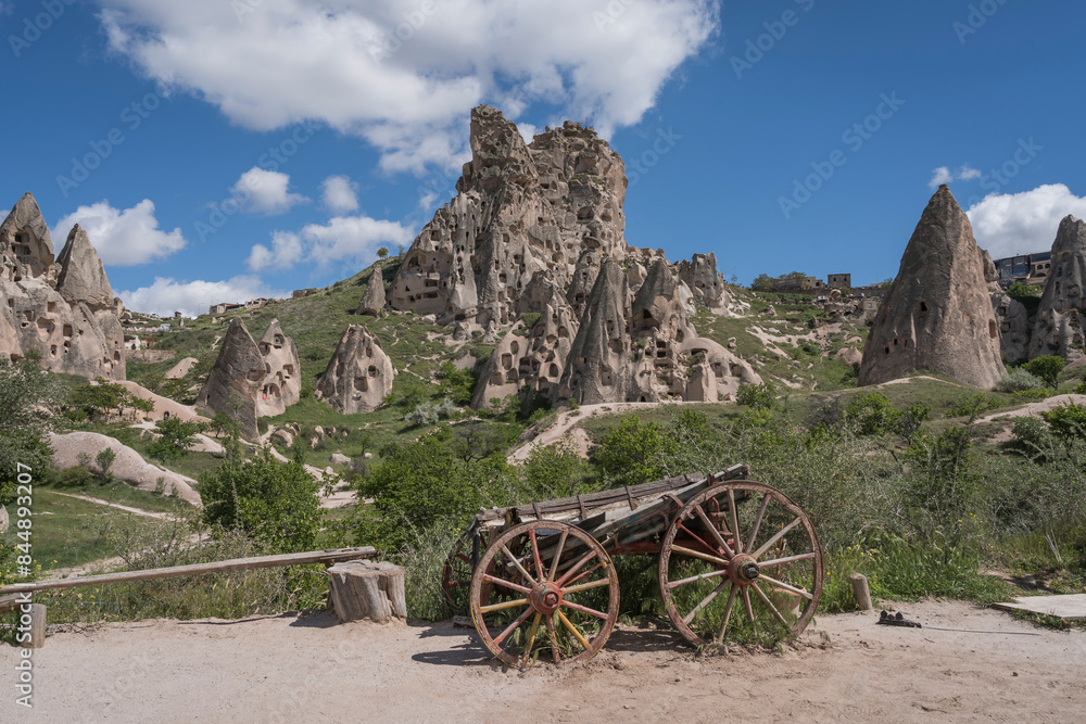 Fototapeta premium View towards the remains of Uchisar castle.