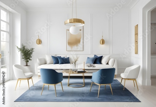 Wallpaper Mural white and gold theme modern interior Torontodigital.ca