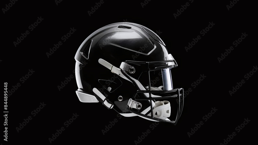 Fototapeta premium isolated american football helmet on black background, side view