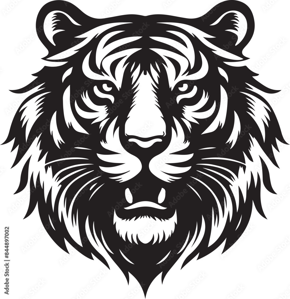 Fototapeta premium Tiger head sketch hand drawn Vector illustration 