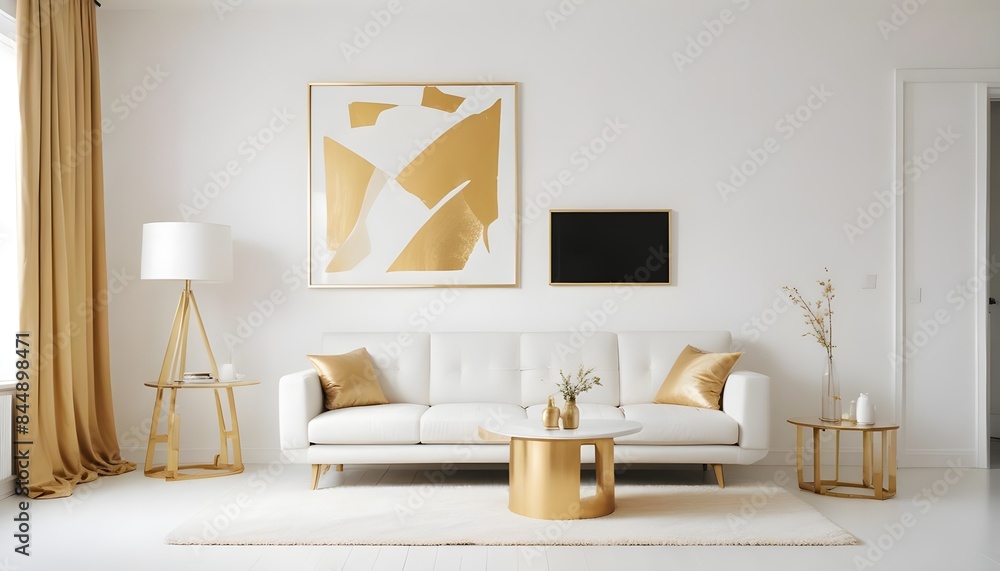 Fototapeta premium white and gold theme modern interior