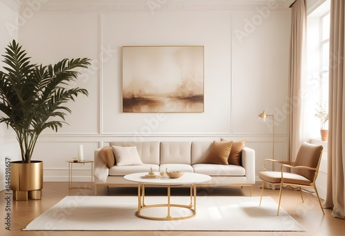 white and gold theme modern interior