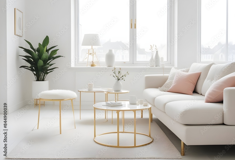 Fototapeta premium white and gold theme modern interior