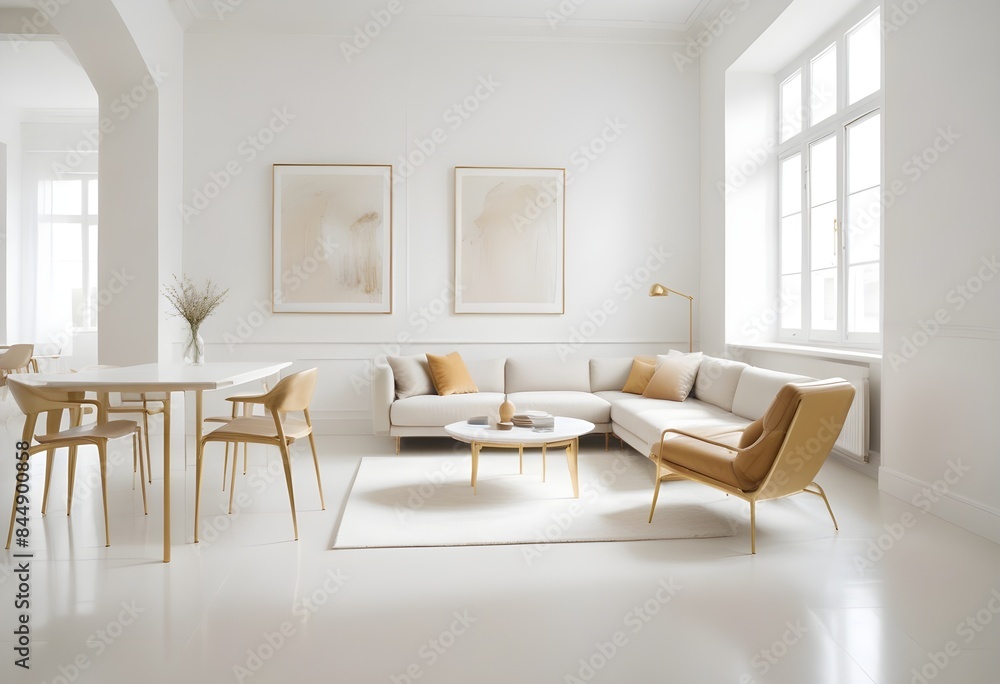 Fototapeta premium white and gold theme modern interior