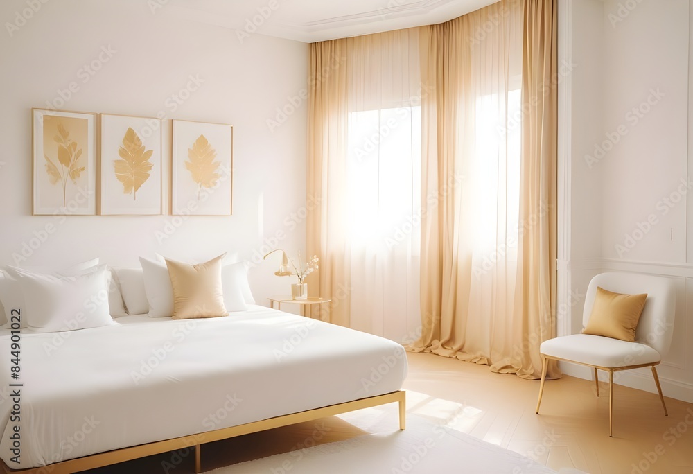 Fototapeta premium white and gold theme modern interior