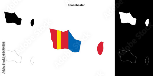 Ulaanbaatar province outline map set