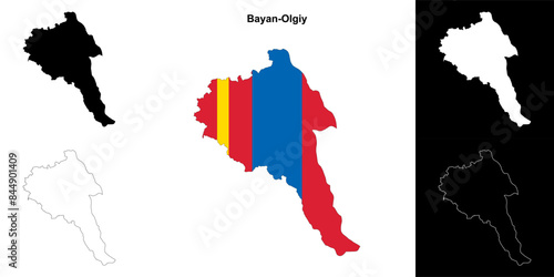Bayan-Olgiy province outline map set