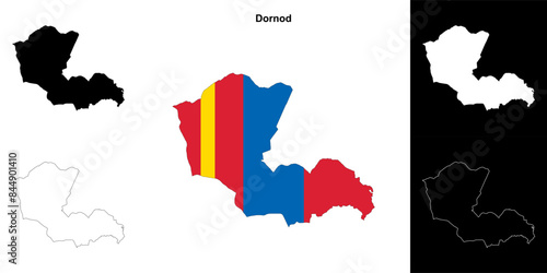Dornod province outline map set