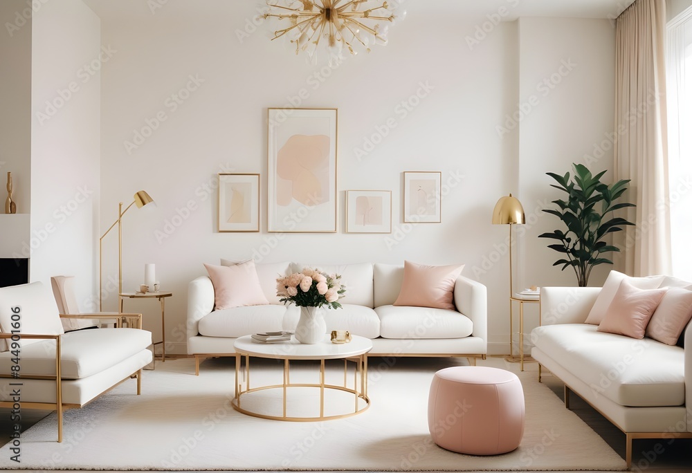 Fototapeta premium white and gold theme modern interior