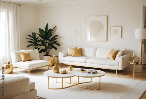 Wallpaper Mural white and gold theme modern interior Torontodigital.ca