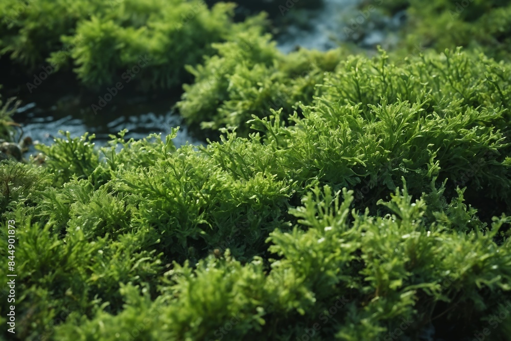 Illuminated Greens: Sunlit Moss in a Serene Atmosphere Illuminated Greens: Sunlit Moss in a Serene Atmosphere