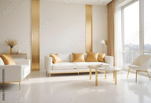 white and gold theme modern interior