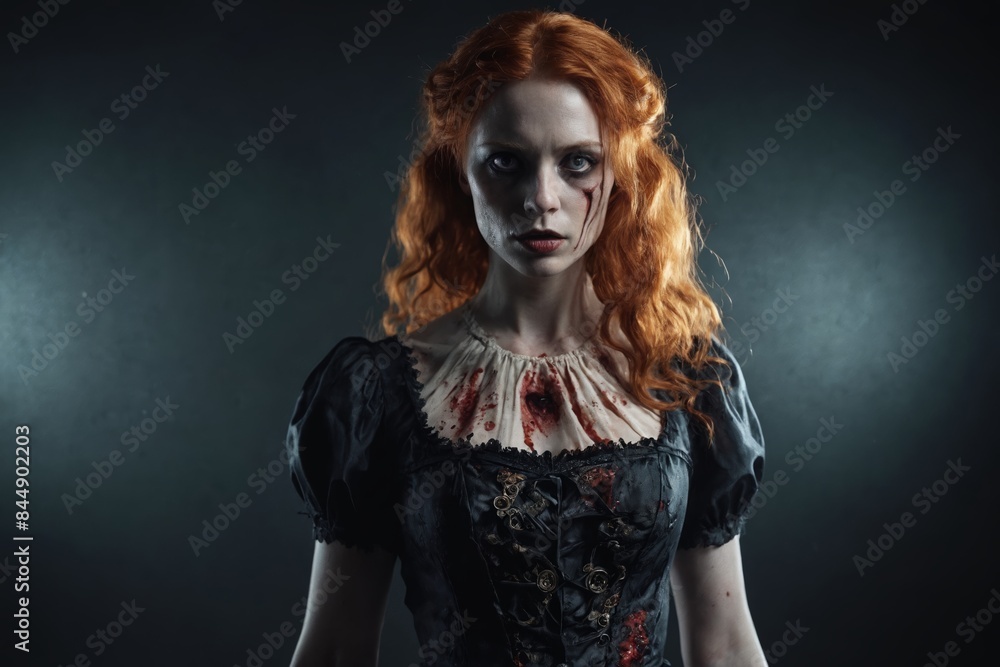 Spine-Chilling Sight: Ginger Female Zombie in an Elusive Dress Spine-Chilling Sight: Ginger Female Zombie in an Elusive Dress
