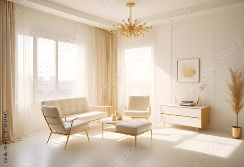 white and gold theme modern interior