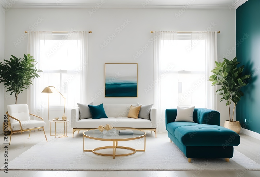 Fototapeta premium white and gold theme modern interior