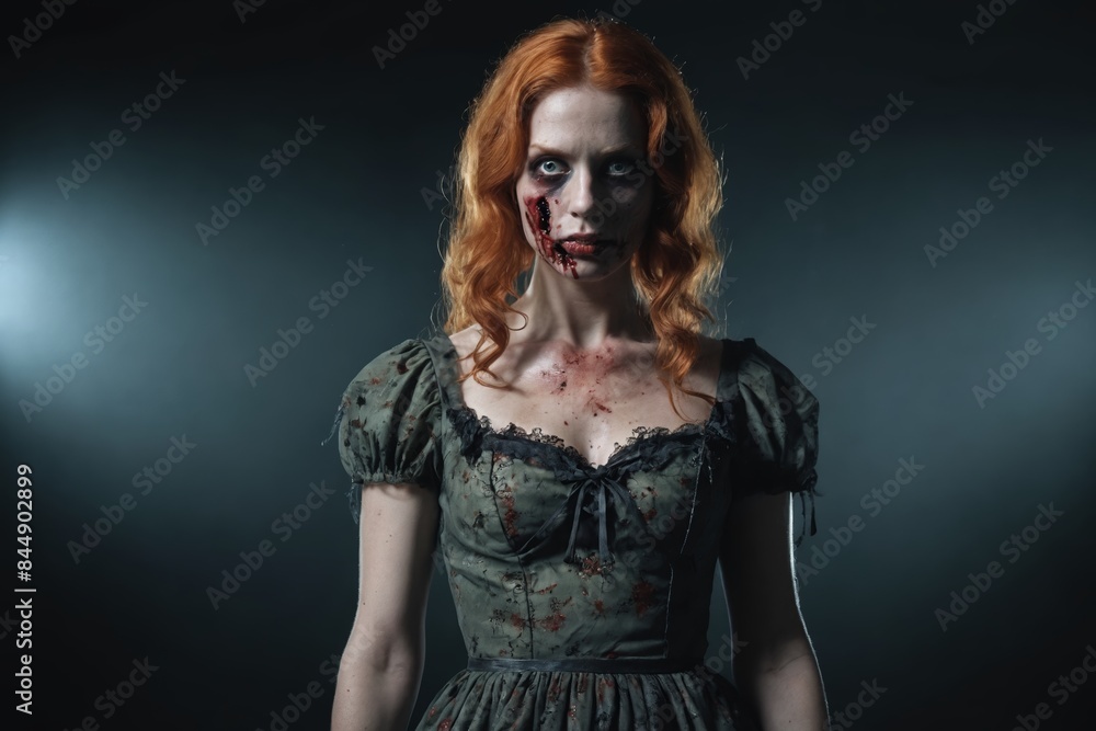 Ghostly Redhead Glamour: Terrifying Female Zombie in a Disturbing Dress Ghostly Redhead Glamour: Terrifying Female Zombie in a Disturbing Dress