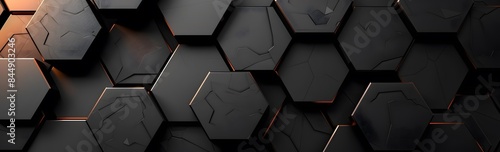a high-definition, realistic representation of an abstract black texture background, intricately composed of hexagonal shapes, evoking a sense of depth and sophistication in vector illustration. photo