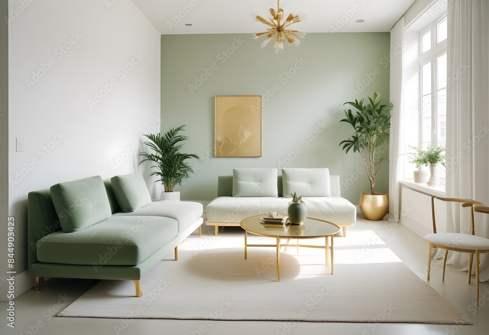 Fototapeta premium white and gold theme modern interior