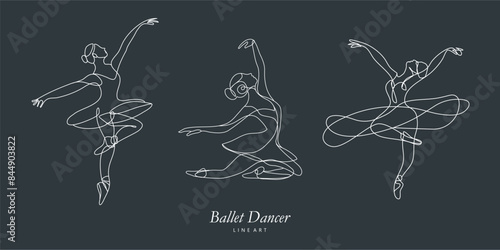 Woman Dancer Continuous One Line Drawing. Ballerina Jumping Creative Contemporary Abstract Line Drawing. Dancing Beauty Fashion Vector Minimalist Design for Wall Art, Print, Card, Poster.