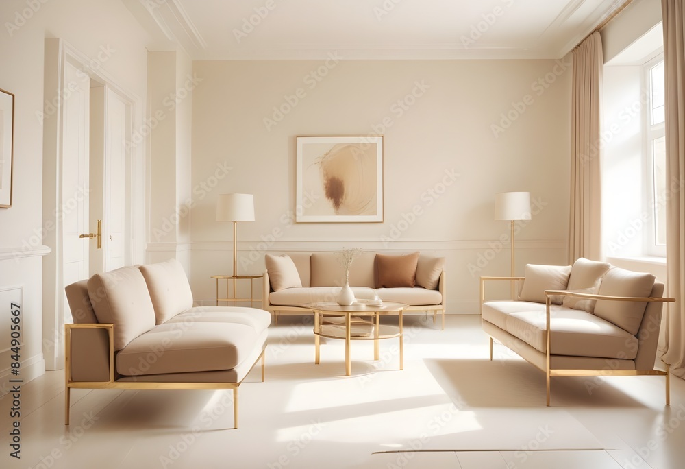 Fototapeta premium white and gold theme modern interior