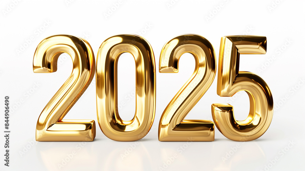 2025 in gold text on a white background, new year concept 2025 in gold text on a white background, new year concept
