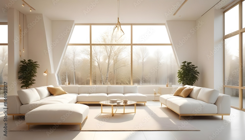 Fototapeta premium white and gold theme modern interior