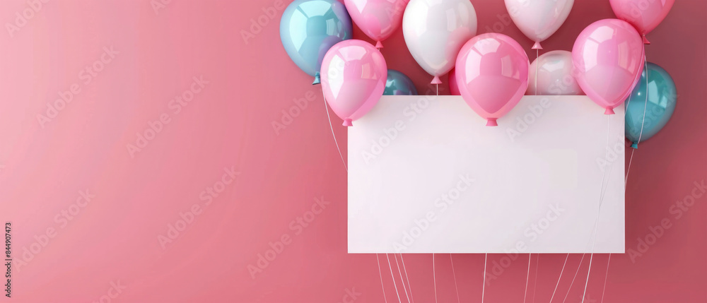 custom made wallpaper toronto digitalBeautiful happy birthday pink color background with pink blue white balloons and celebration, party, new, year, christmas, xmas, celebration greeting card with space for text or design