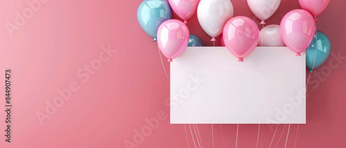 Wallpaper Mural Beautiful happy birthday pink color background with pink blue white balloons and  celebration, party, new, year, christmas, xmas, celebration greeting card with space for text or design  Torontodigital.ca