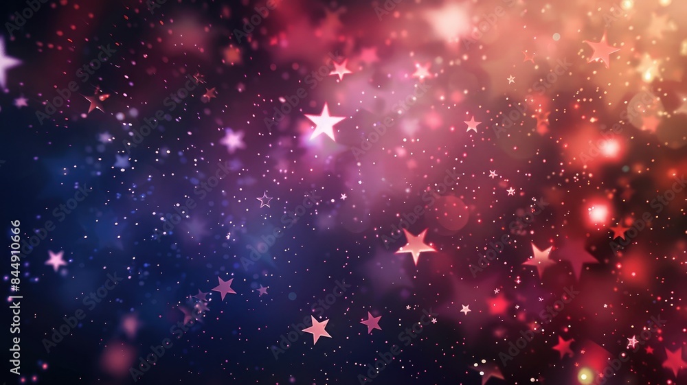 Glittery starry background with pink, purple, and gold tones