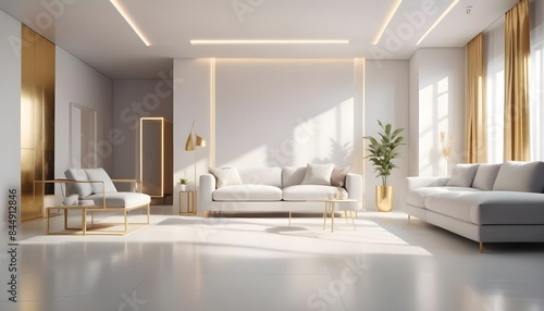 white and gold theme modern interior