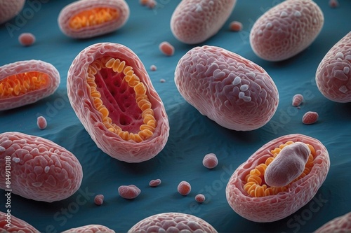 3D illustration of the smallpox virus. AI.