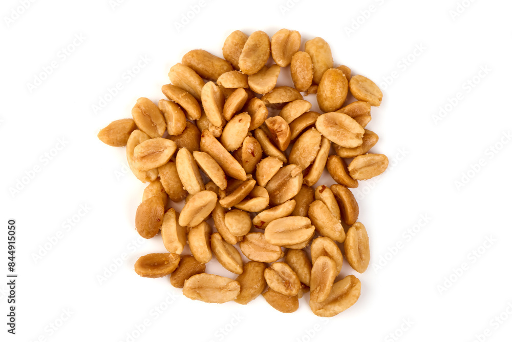 Salted and roasted peanuts, isolated on white background. Salted and roasted peanuts, isolated on white background.