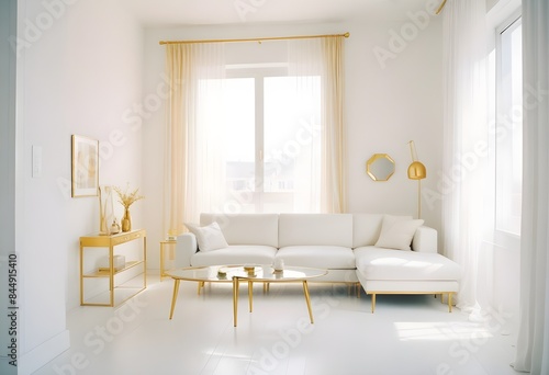 white and gold theme modern interior