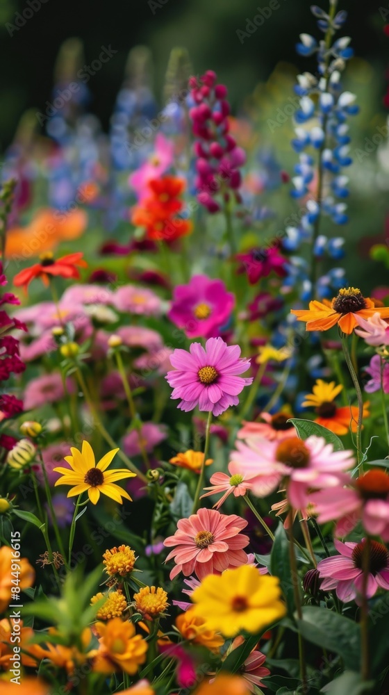Obraz premium A vibrant summer garden full of colorful flowers
