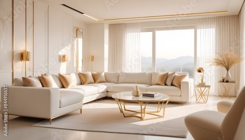 white and gold theme modern interior