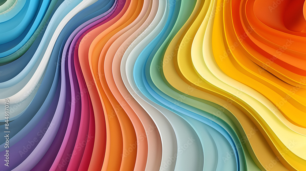 Retro style abstract background with curve lines in all colors of rainbow, 3D dimensional seventieth vector art. Retro style abstract background with curve lines in all colors of rainbow, 3D dimensional seventieth vector art.
